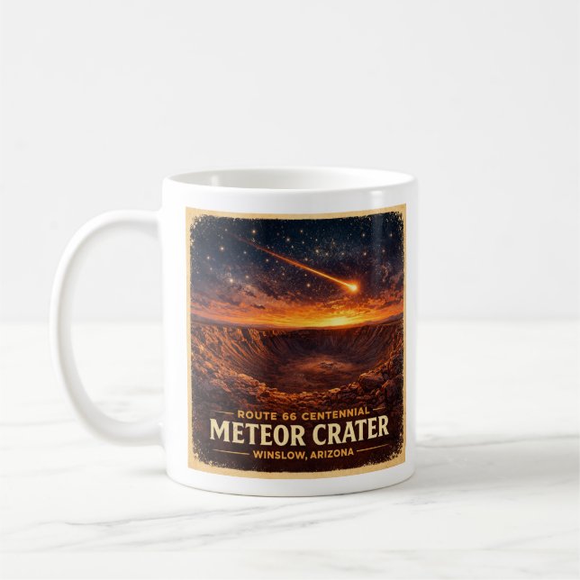 Caneca De Café Rota 66 Meteorito Centenário Cratera Atmosfera (Esquerda)