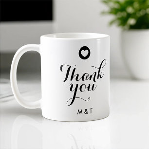 Caneca De Café Roteiro de Agradecimento de Casamento Branco Minim