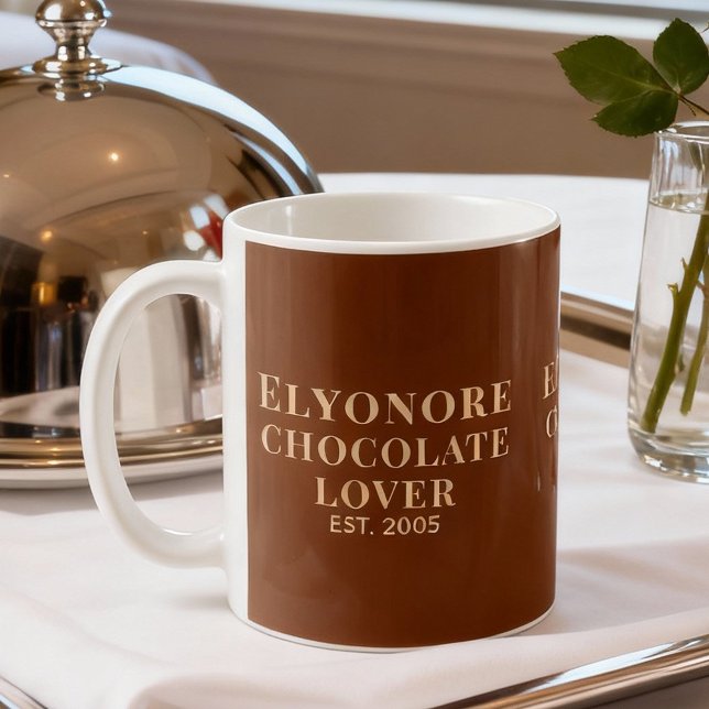 Caneca De Café Roteiro de Creme Amante de Chocolate Nome Personal (Criador carregado)