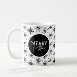 Caneca De Café Roteiro de Natal Alegre Flocos de Neve Pretos    