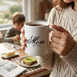 Caneca De Café Roteiro Elegante Preto Mãe Estabelecida