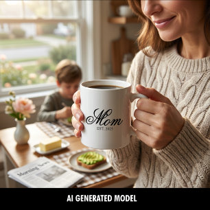 Caneca De Café Roteiro Elegante Preto Mãe Estabelecida