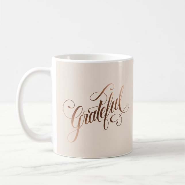 Caneca De Café Roteiro Grateful Elegante "Faux-foil" para Ação de (Esquerda)