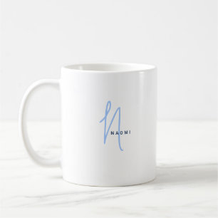 Caneca De Café Roteiro Minimalista   Monograma e Nome Personaliza