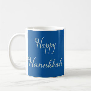 Caneca De Café Roteiro Prata Feliz Hanukkah Tekhelet Azul 