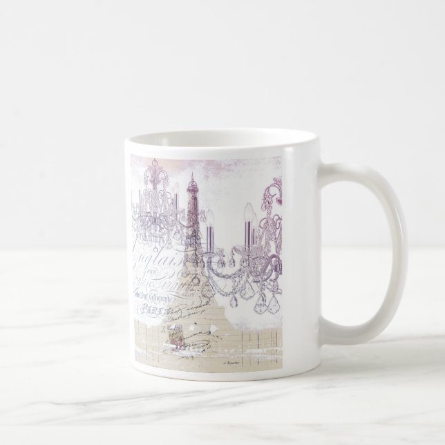 Caneca De Café roteiros beige french chandelier paris eiffel torr (Direita)