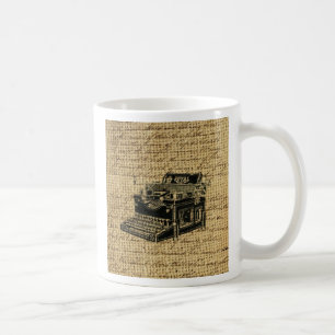 Caneca De Café roteiros jornalísticos burlap antique tywrite