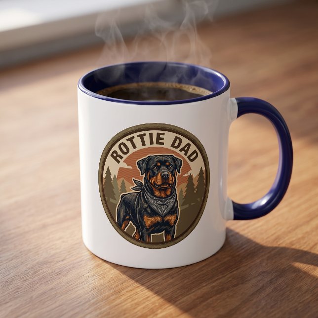 Caneca de Café Rottie Pai | Presente de Pai Rottwe (Criador carregado)