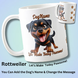 Caneca De Café Rottweiler - Adicionar Nome do Cachorro, Alterar T