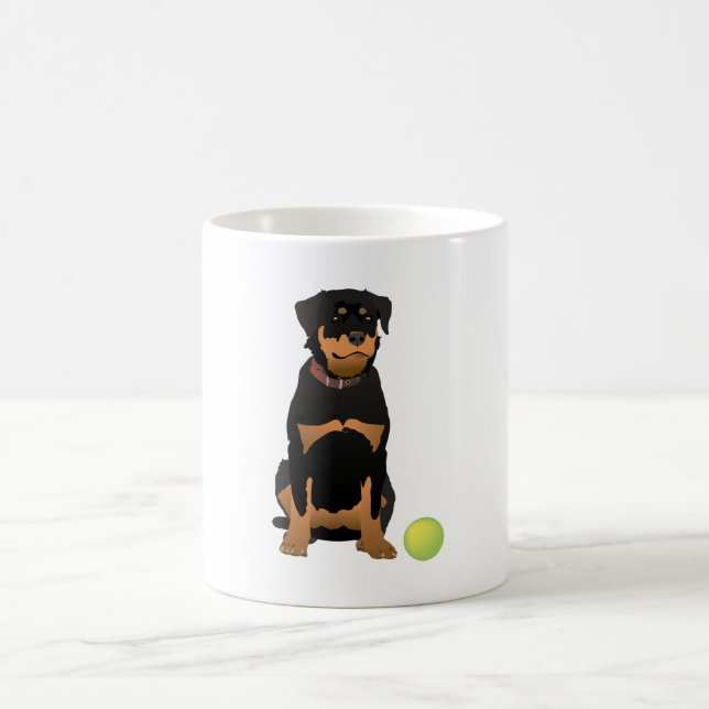 Caneca De Café Rottweiler amigável com bola verde (Centro)