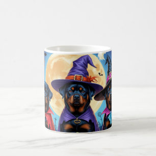 Caneca De Café Rottweiler Cães Abóbora Halloween Engraçado