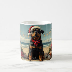 Caneca De Café Rottweiler Dog Christmas Vintage Beach