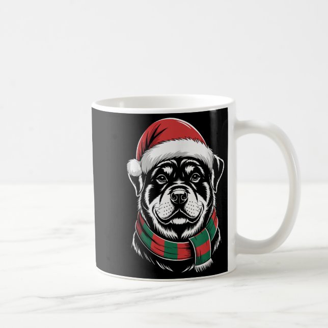 Caneca De Café Rottweiler Dog Xmas Santa Hat Scarf Christmas Cost (Direita)