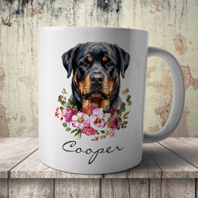 Caneca De Café Rottweiler em Aquarela (Criador carregado)
