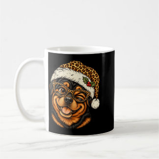 Caneca De Café Rottweiler engraçado de Natal com chapéu de Papai 
