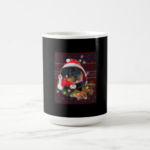 Caneca De Café Rottweiler Festa de Natal Luzes Feias