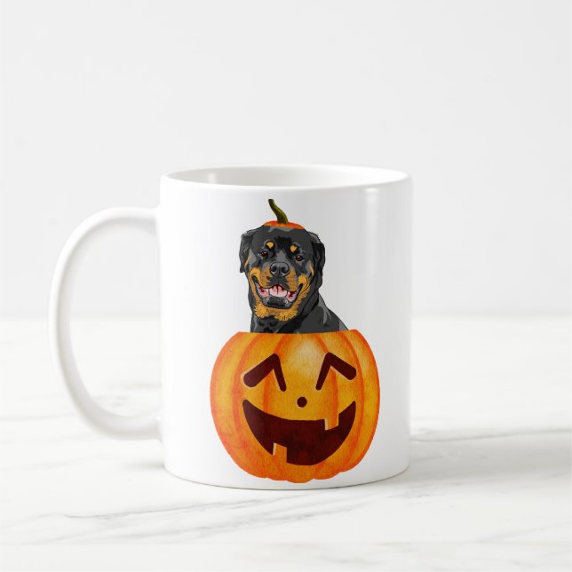 Caneca De Café Rottweiler Halloween (Esquerda)