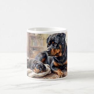 Caneca De Café Rottweiler Mom & Puppy Mug – Cozy Dog Lover Gift