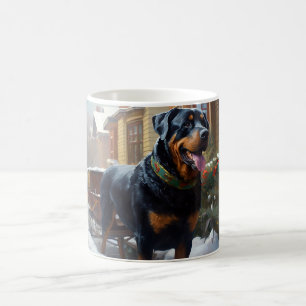 Caneca De Café Rottweiler Natal Festivo
