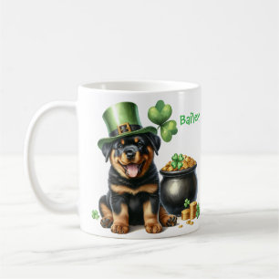 Caneca De Café Rottweiler Personalizado Dia de São Patrício