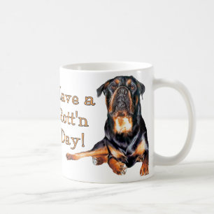 Caneca De Café Rottweiler tem um dia podre