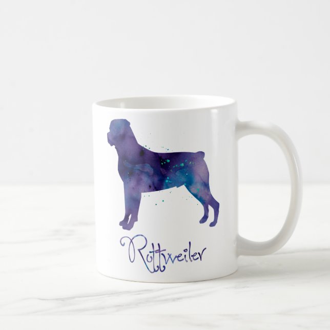 Caneca De Café Rottweiler Watercolor (Direita)