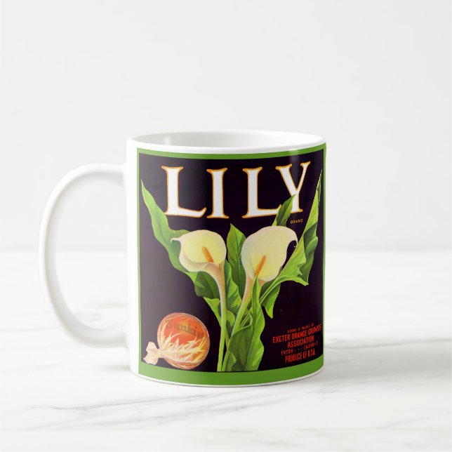 Caneca De Café Rótulo da caixa laranja líbia dos anos 30 (Esquerda)