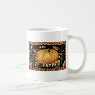 Caneca De Café Rótulo de Caixa de Abóbora Dourada Vintage: Outono