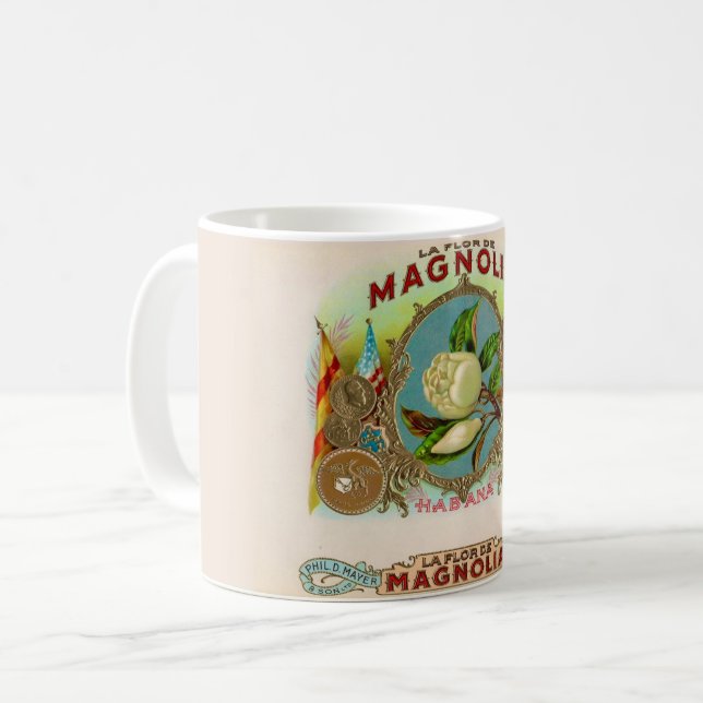 Caneca De Café Rótulo de Caixa de Charuto Magnolia (Frente Esquerda)