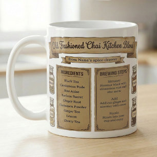 Caneca De Café Rótulo de Despensa Rústica para Receita de Chá com
