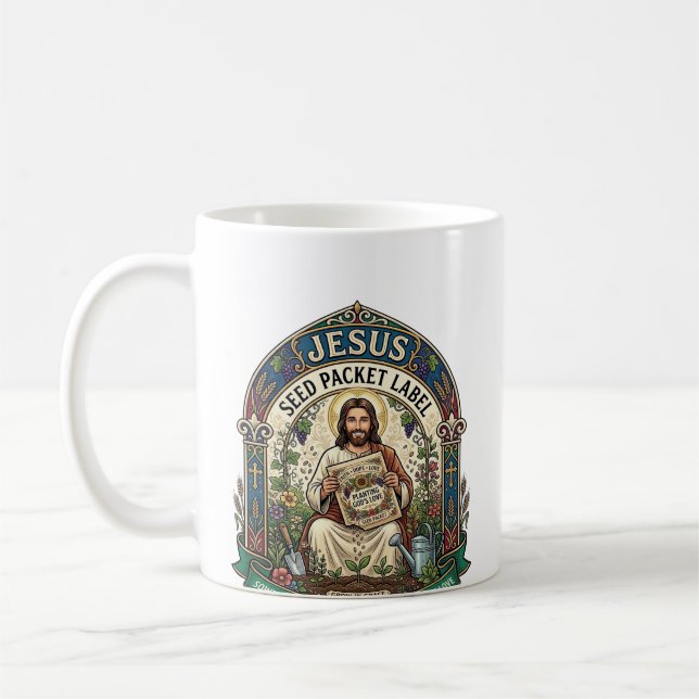 Caneca De Café Rótulo de Pacote de Sementes Jesus Pacote de Semen (Esquerda)