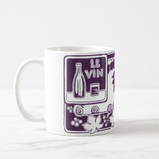 Caneca De Café Rótulo de Vinho Francês Antigo | Vinhedo Rústico (Esquerda)