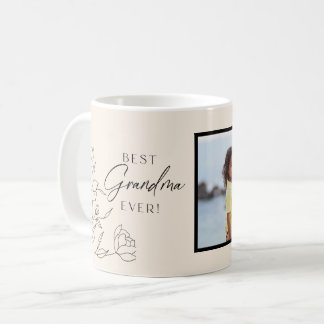 Caneca De Café Rótulo Floral de Linha Minimalista