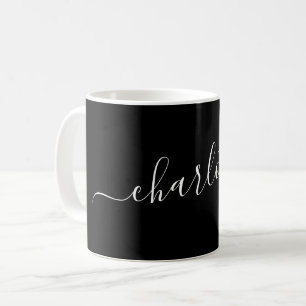 Caneca De Café Rótulo Moderno de Letra Preta Elegante Personaliza