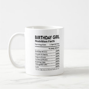 Caneca De Café Rótulo Nutricional da Rapariga de Aniversário