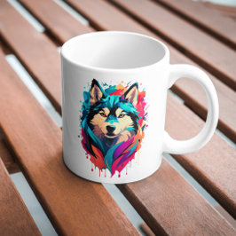 Caneca De Café Rouco Colorida Cabeça de Cachorro Roucos Vibrantes