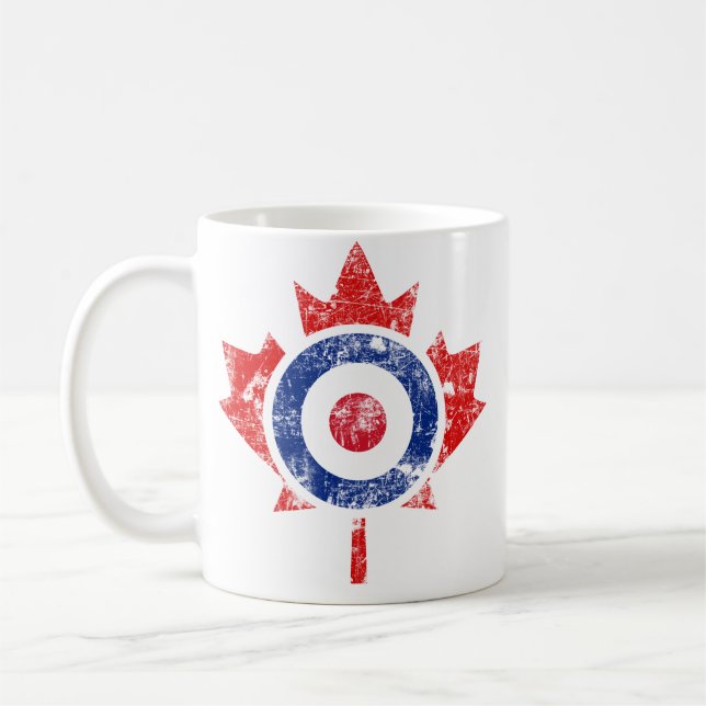 Caneca De Café Roundel Canada Curling Hockey Target Grunge (Esquerda)