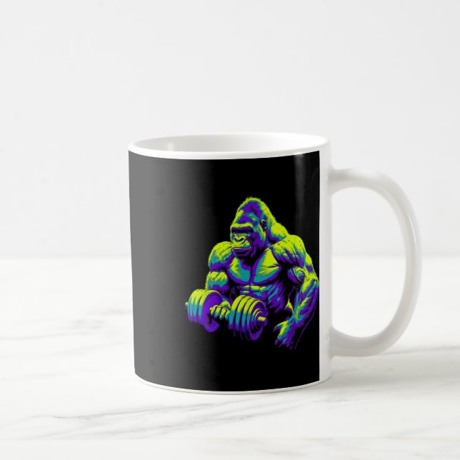 Caneca De Café Roupa de Academia de Macaco Gorila Fisiculturismo  (Direita)