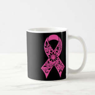 Caneca De Café Roupa de Consciência do Cancer de Fita Rosa Floral