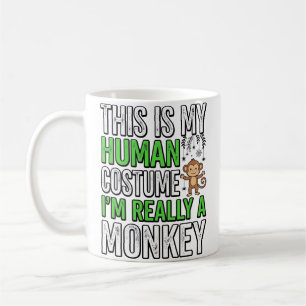 Caneca De Café Roupa de Humano de Macaco Engraçado Design de Cami