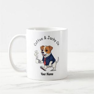 Caneca De Café Roupa de Negócios Engraçada do Jack Russell Terrie