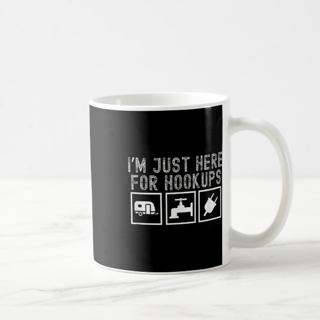 Caneca De Café Roupa engraçada de acampamento em RV Estou aqui ap (Direita)