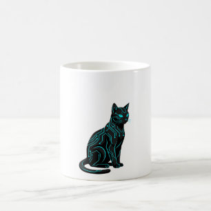 Caneca De Café Roupas de Jogador de Gato Futurístico Cyberpunk Cy