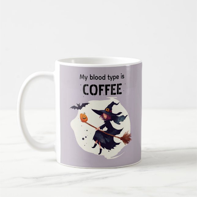 Caneca de café roxa de bruxa engraçada de Hallowee (Esquerda)