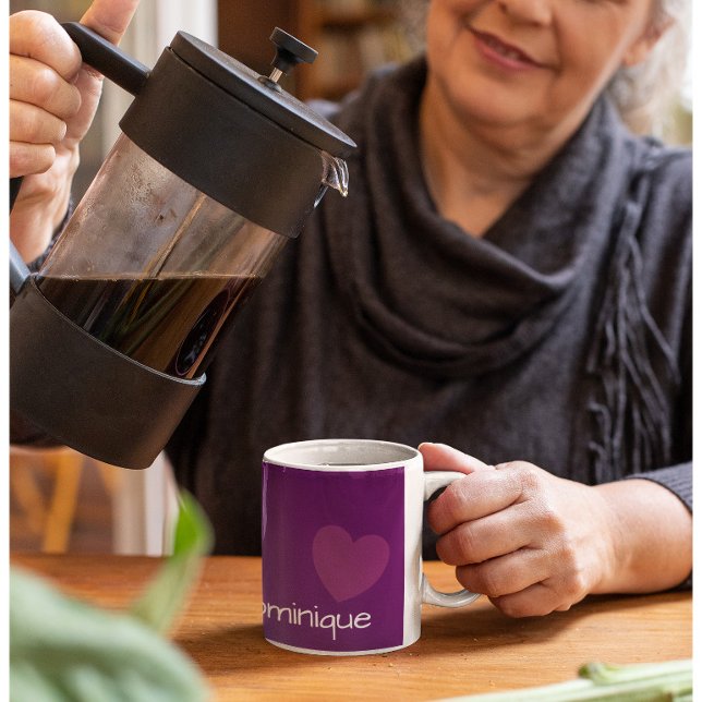 Caneca de Café Roxa na Moda - Com Coração (Criador carregado)
