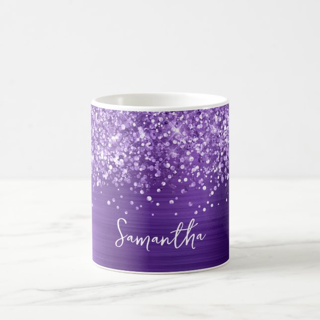 Caneca De Café Roxo ametista cintilante Nome Glam (Centro)