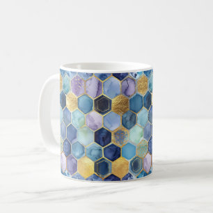 Caneca De Café Roxo Azul Mint Amarelo Abstrato