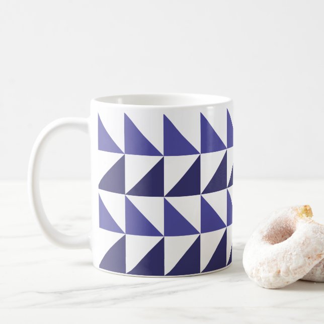 Caneca De Café Roxo Azul Triângulos Geométricos Geométrica (Com Donut)
