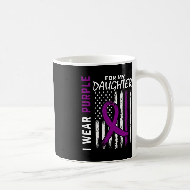 Caneca De Café Roxo Câncer de pâncreas Sensibilização EUA Fl (Direita)