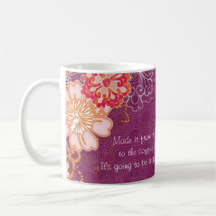 Caneca De Café Roxo com Flores Grandes, Pote de café